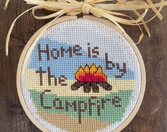 PATTERN -  Home is by the Campfire - 4x4 - Counted Cross Stitch