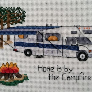 PDF Download - Camping Counted Cross Stitch - &quot;Class C - Home is by the Campfire&quot;