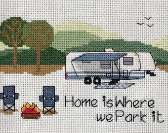 Instant Download - 5th Wheel - Home is Where we Park it - Camping Counted Cross Stitch - PDF PATTERN