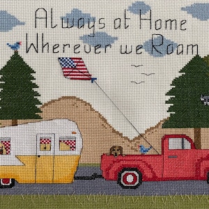 PDF Download - Always at Home Wherever we Roam - 9&quot; x 11&quot; Camping Counted Cross Stitch - Instant Download