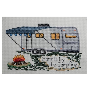 PDF Download - Camping Counted Cross Stitch - &quot;Home is by the Campfire&quot;