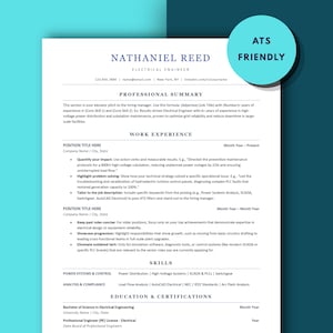 Mall för CV för elingenjör, ATS-vänligt CV, CV för kraftsystemingenjör, Word och Google Dokument, Mall för ingenjörs-CV