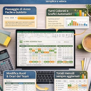 Excel Shift Planner Template | Employee Schedule | Monthly Staff Planner with Automatic Charts
