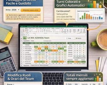 Excel Pianificazione Turni Dipendenti | Planner Turni Mensile Automatico | Gestione Team Lavoro