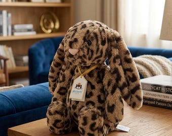 Jellycat Large Leopard Print Bunny Plush Toy , Soft Stuffed Animal Comfort Toy