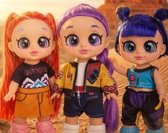 Fashion Dolls Trio: Big Eye, Colorful Hair, Kawaii Toy Set – Collectible Kids Gift