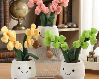 Smiling Flower Pot Plush Toy Kawaii Plant Stuffed Animal Soft Decorative Pillow
