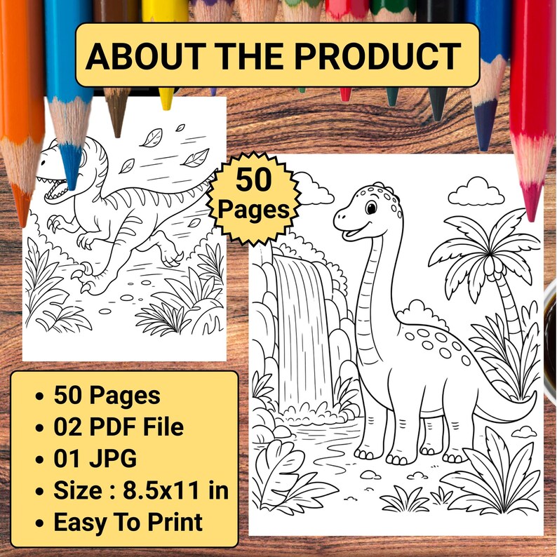 Dinosaur Coloring Pages | 50 Fun Printable Designs for Kids (digital ...