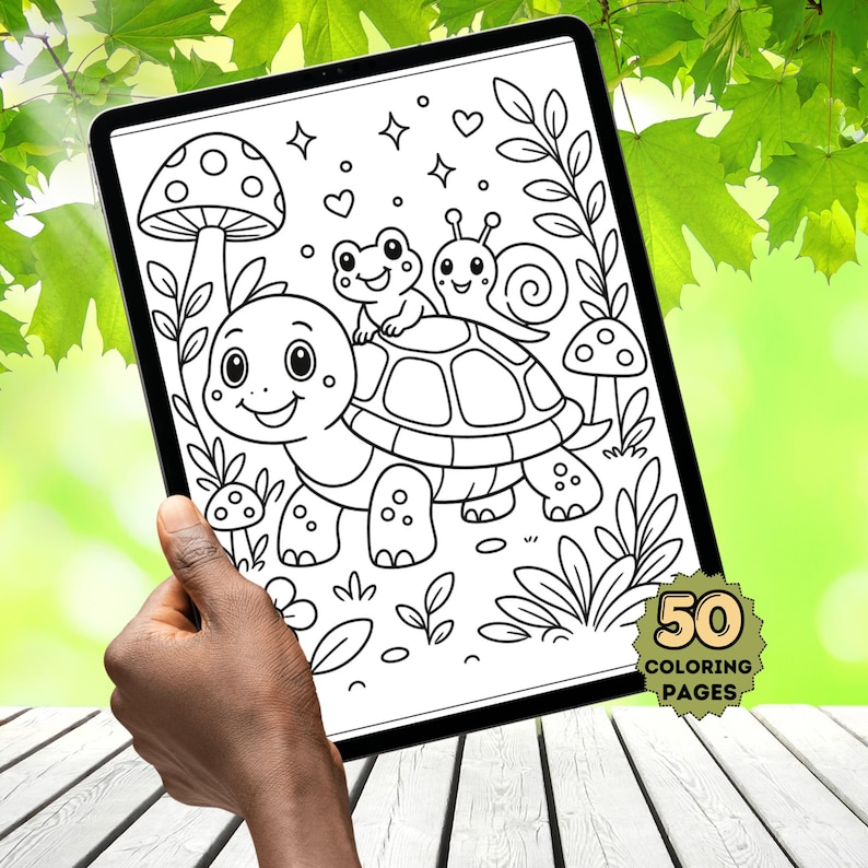 Turtle and Animals Coloring Book for Kids 50 Printable Pages