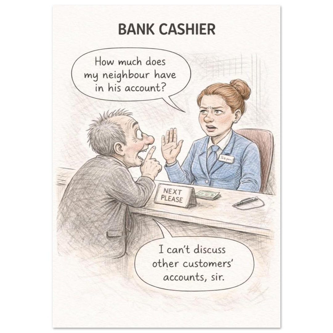 Funny Bank Cashier Print | Bank Cashier Print | Funny Bank Cashier Gift ...