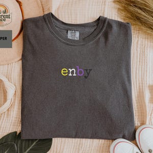Enby Pride T-Shirt: Subtle Rainbow Graphic, Comfort Colors Heavyweight Tee