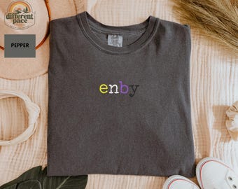 Enby Pride T-Shirt: Subtle Rainbow Graphic, Comfort Colors Heavyweight Tee