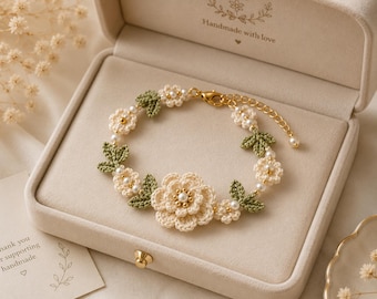 Crochet Flower Bracelet Pattern | Elegant Floral Jewelry Tutorial (PDF Download)