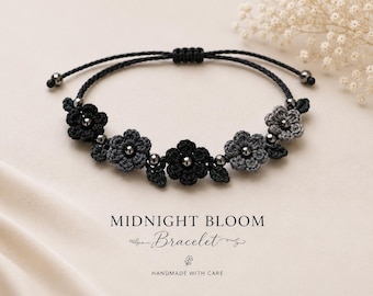 Midnight Bloom Crochet Flower Bracelet Pattern: Boho Jewelry Tutorial (Digital Download)