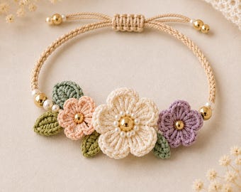 Floral Crochet Bracelet Pattern PDF | Boho Flower Jewelry Tutorial (Beginner Friendly)