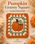 Pumpkin Granny Square Crochet Pattern PDF, Fall Motif with Step-by-Step Photos, Digital Downloads