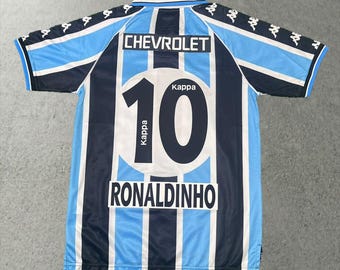 Maglia da calcio di Ronaldinho Gaucho numero 10 del Gremio, anno 2000, per tifosi.