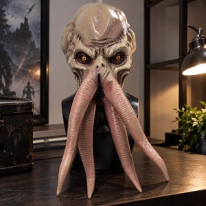 Mind Flayer Masker, Baldur's Gate 3 Illithid Octopus Monster Latex Helm Cosplay Prop Baldur's Gate Cosplay Kostuum Halloween Outfit