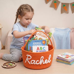 Cestino personalizzato con manico, cestino regalo con nome personalizzato per bambini, contenitore per giocattoli per bambini piccoli, organizer per la cameretta.