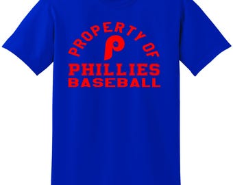 Propiedad de Phillies Fashion Baseball Camiseta deportiva personalizada para hombre con estampado de vinilo