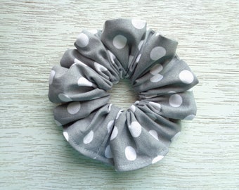 Gray Scrunchie, Polka Dot Scrunchie, Handmade Scrunchie, Hair Accessory, Hair Elastic, Hair Tie, Women Scrunchie, Girl Scrunchie