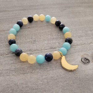Moon mala yoga bracelet with gemstone jade and jasper