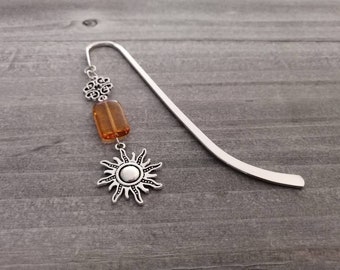 Sun Bookmark, Sunshine Bookmark, Yellow Bookmark, Silver Bookmark, Metal Bookmark, Gift for Her, Gift for Him, Gift for Reader