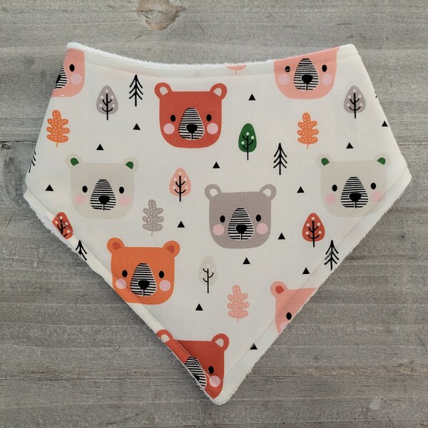 Bear bandana drool bib for baby