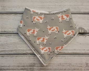 Cow bandana drool bib for baby