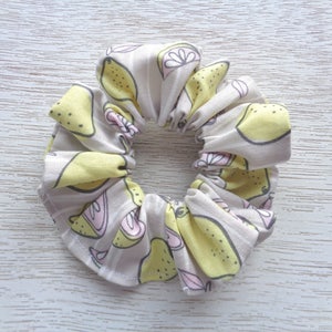 Lemon Scrunchie, Lemon Hair Scrunchie, Yellow Scrunchie, Pink Scrunchie, Hair Accessory, Ponytail Holder, Hair Elastic, Hair Elastic For Her