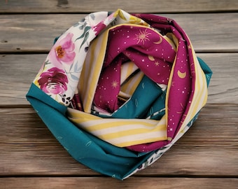 Floral infinity scarf made with cotton