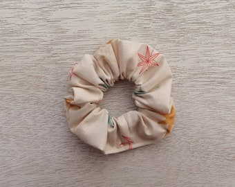 Star Scrunchie, Beige Scrunchie, Star Pattern, Hair Scrunchie, Cotton Scrunchie, Christmas Hair Scrunchie, Hair Elastic, Gift for Teenager