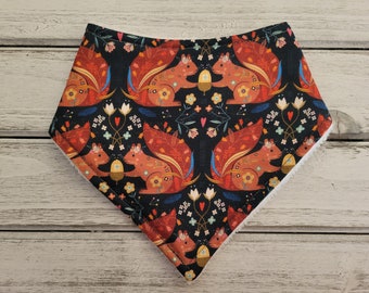 Squirrel bandana drool bib for baby