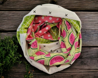 Watermelon infinity scarf made with cotton