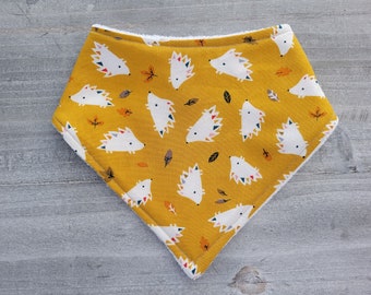 Hedgehog bandana drool bib for baby