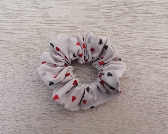 Hair scrunchie,  Christmas tree scrunchie, Gray scrunchie, Christmas trees, Winter scrunchie, Stocking stuffers, Gift for Woman, Teenager