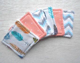 Reusable Cleaning Wipes, Makeup Remover Wipes, Reusable Wipes, Feather Cleaning Wipes, Chevrons Cleaning Wipes, Ecofriendly Wipes, Gift Idea