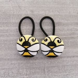 Bee Hair Elastics, Bee Hair Ties, Hair Ties For Girls, Fabric Button Hair Elastics, Hair Accessories, Gift Idea For Girl