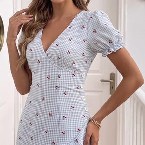 cute aesthetic summer dresses Sunnyshic Slouchy Girl Aesthetic Sleeveless Floral Lace Trim Fitted Slim  Dress With Cute Bow, Romantic Sweet French Style For Summer Holiday, Women