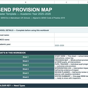 SEND Provision Map Template | U.K SENCO Google Sheets | Whole School SEND Tracker | Intervention Log | Ofsted Deep Dive Ready