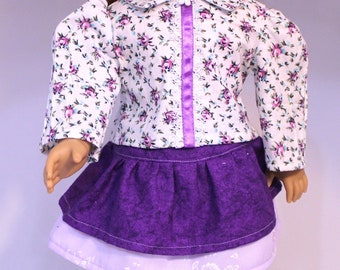 Floral Blouse and layered skirt with shoes  for 18 inch AG style doll  Handmade