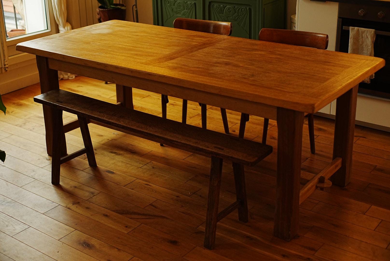 Antique Solid Wood Farmhouse Dining Table – Rustic Country Chic ...