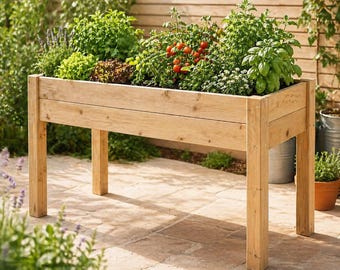 Zelfgemaakte verhoogde moestuinbak – Eenvoudig PDF-plan – Groentetuin van pallethout – Beginners – Groentebak voor buiten – Downloadbaar plan