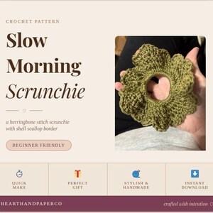 Crochet Scrunchie Pattern PDF Herringbone Stitch Beginner Pattern Instant Download