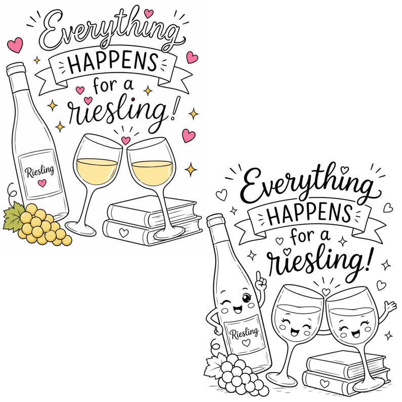 Coffee & Wine Moments Coloring Pages | Complete Collection Vol 1-2 | 30 PDF | Instant Download image 3