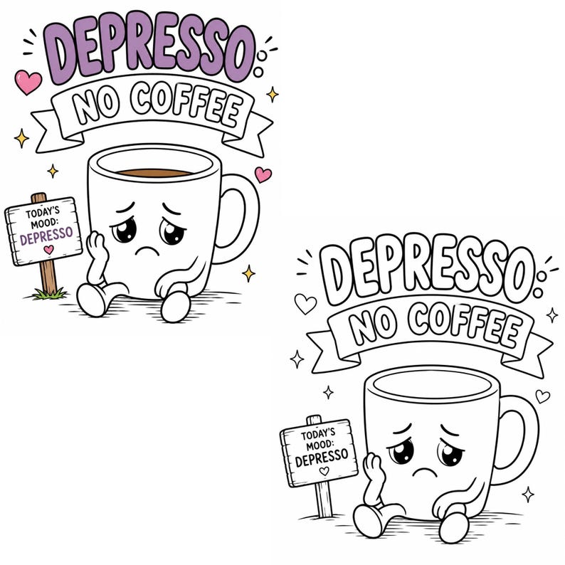 Coffee & Wine Moments Coloring Pages | Complete Collection Vol 1-2 | 30 PDF | Instant Download image 11