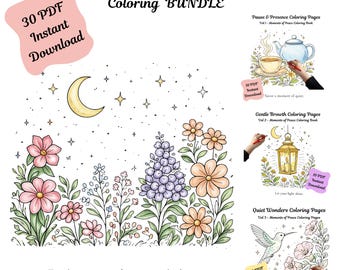 Moments of Peace Coloring Pages Bundle | 30 PDF Pages | 8.5" X 11" Printable Digital Download
