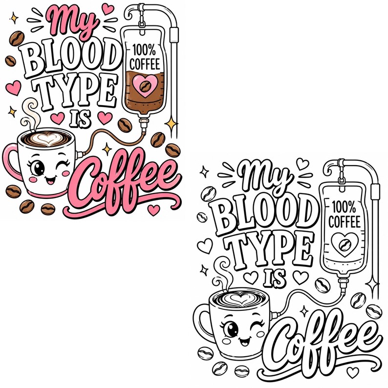 Coffee & Wine Moments Coloring Pages | Complete Collection Vol 1-2 | 30 PDF | Instant Download image 5