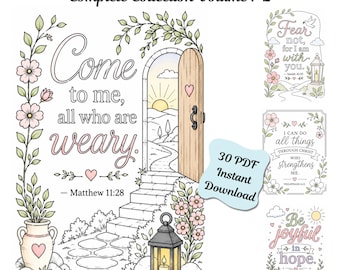 Sketches of Faith Coloring Pages | Complete Collection Volume 1-2 | 30 PDF | Instant Download