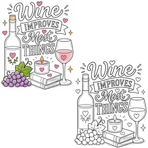 Coffee & Wine Moments Coloring Pages | Complete Collection Vol 1-2 | 30 PDF | Instant Download image 7